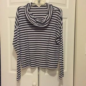 Striped cowl neck sweater
